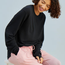 Modal French Terry Long-Sleeve Lounge Tee | Black