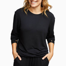 Modal French Terry Long-Sleeve Lounge Tee | Black