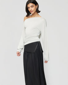 Bianca | Mako Linen Foldover Zip-Waist Skirt in Size Small