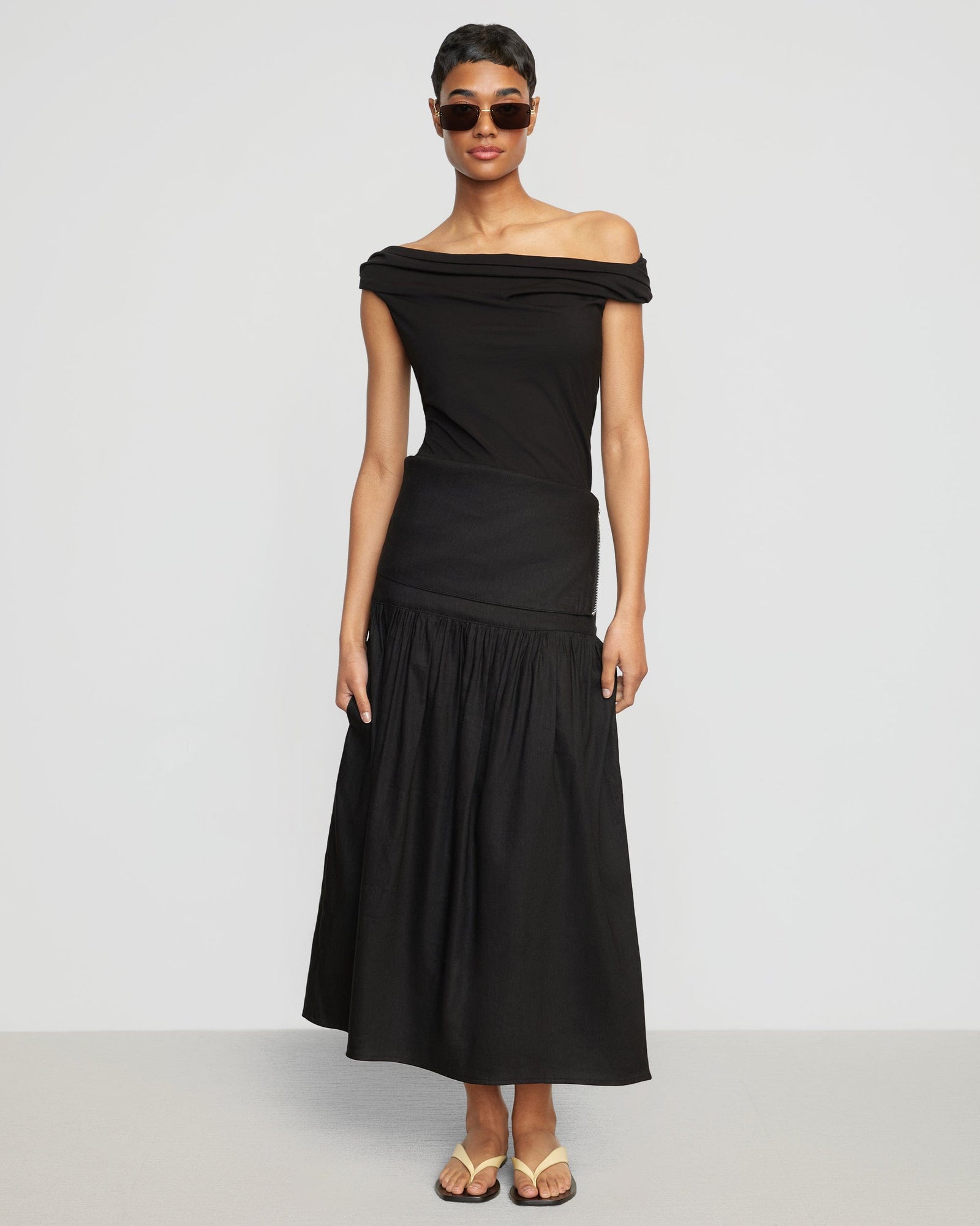 Simone | Mako Linen Foldover Zip-Waist Skirt in Size Small