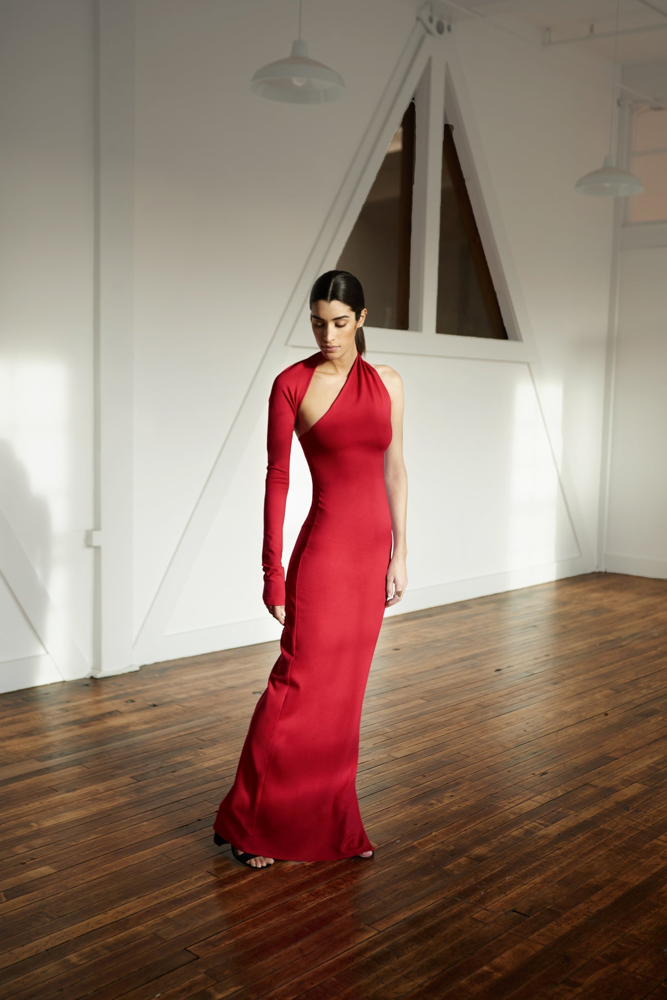 Manhattan One Shoulder Gown | Red