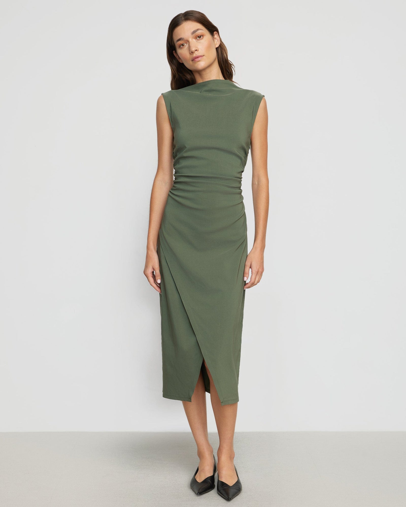 Renée | Manon Asymmetr ic-Neck Ruched Dress in Size Extra Small