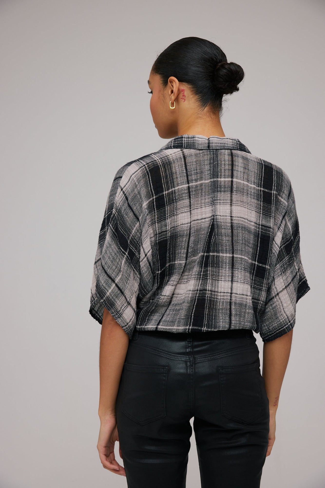 Flowy Tie Waist Shirt - High Desert Plaid