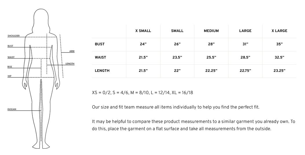 Product size guide