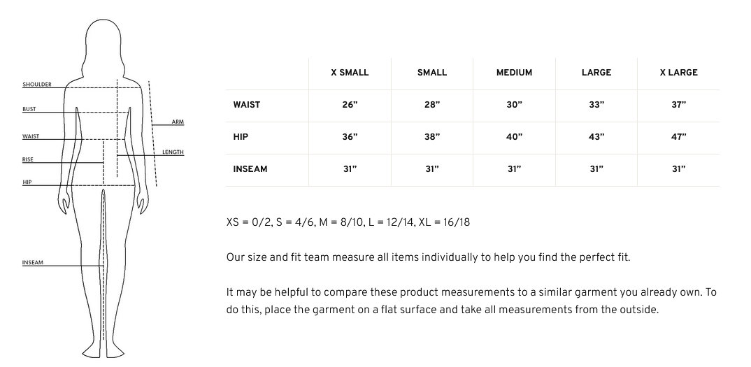 Product size guide