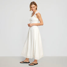 Mirae Shirred Flutter-Sleeve Dress | Ivory