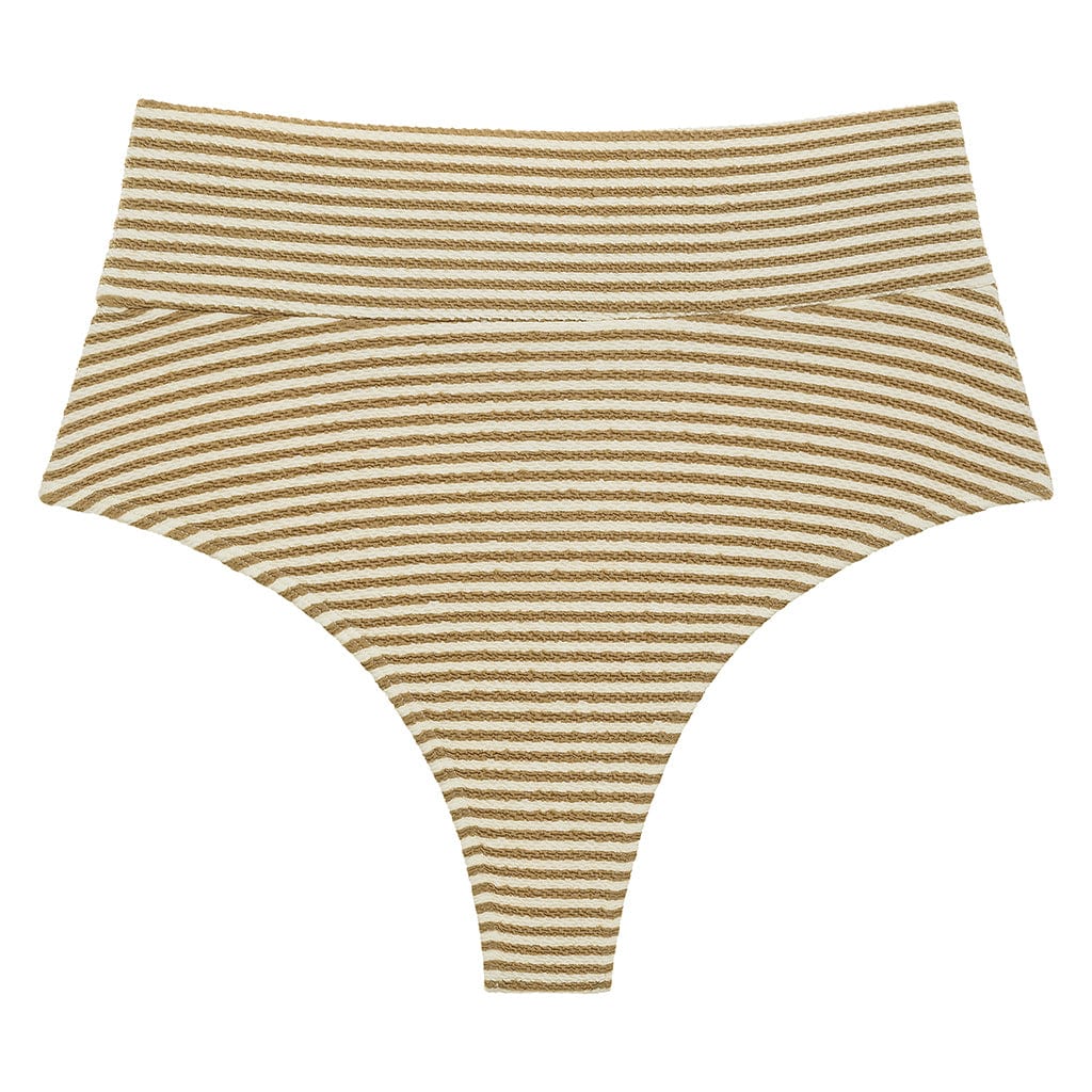 Full Coverage High Rise Bikini Bottom | Neutral Stripe