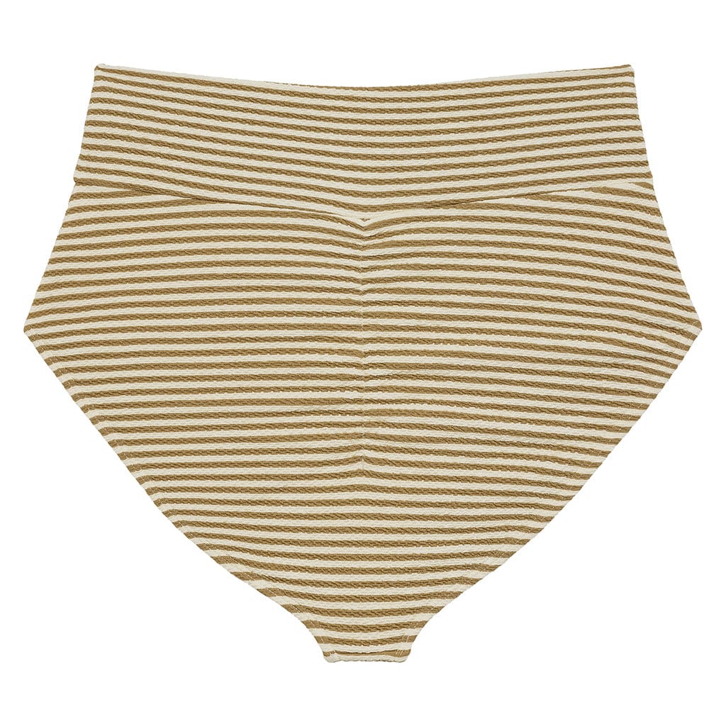 Full Coverage High Rise Bikini Bottom | Neutral Stripe