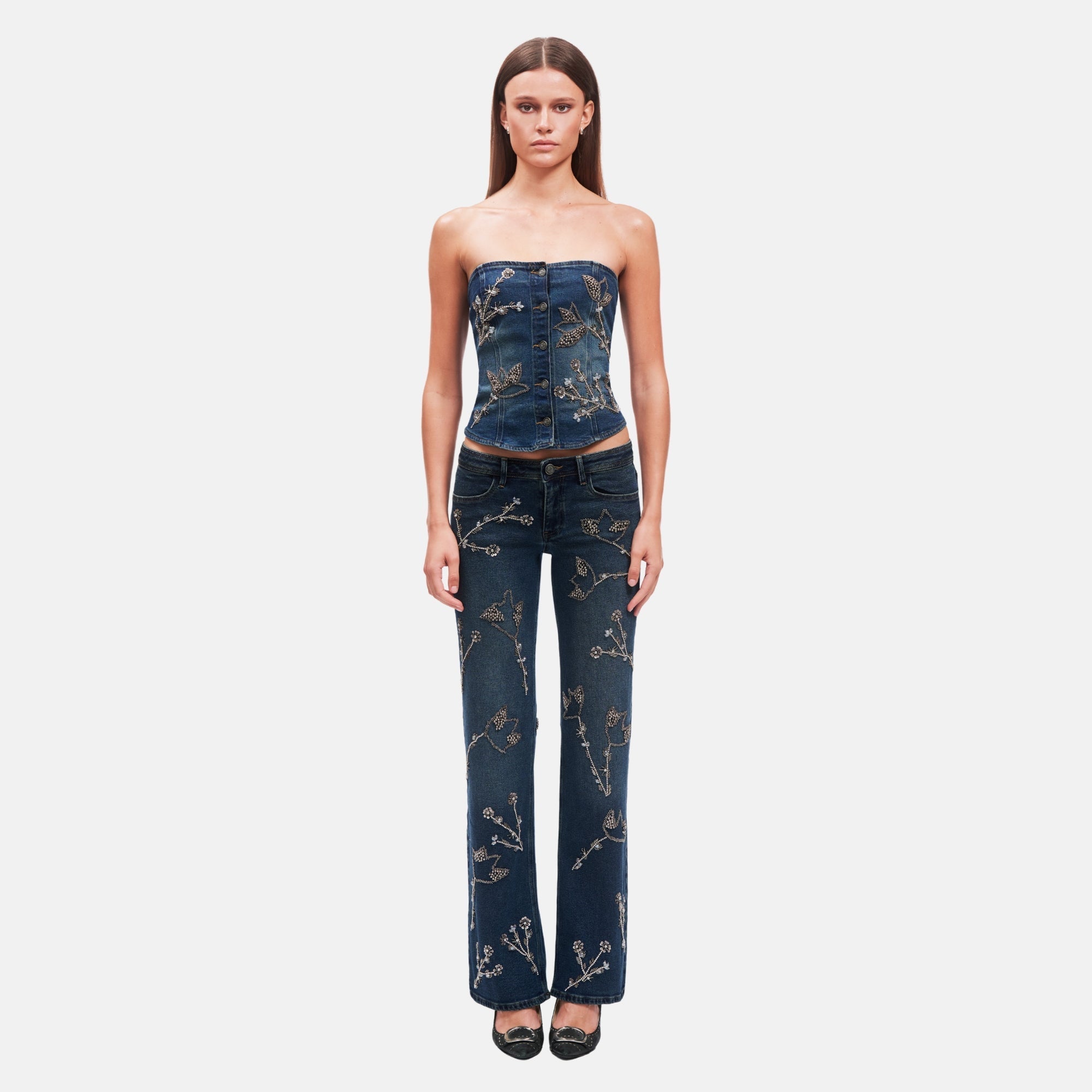 OW Collection NOVA Embellished Denim Jeans Jeans 205 - Dark Wash Denim