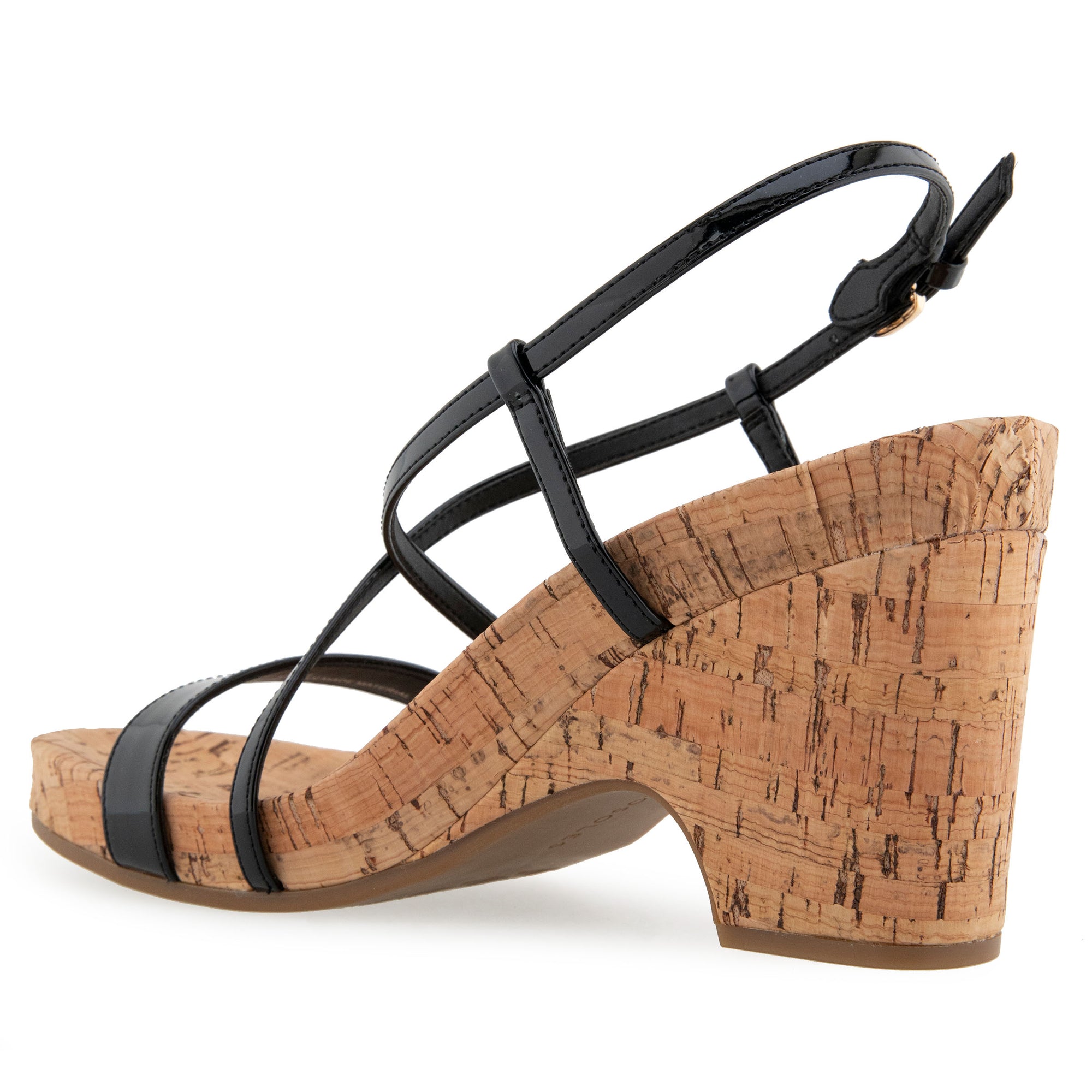 Miles Sandal Dress Platform | Black Faux Leather/Cork