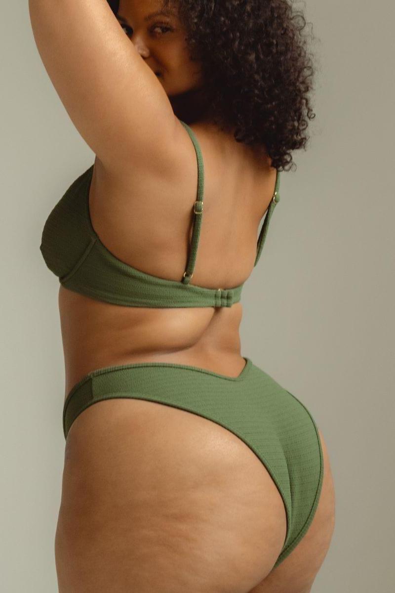 Lulu Bikini Bottom | Olive Micro Scrunch