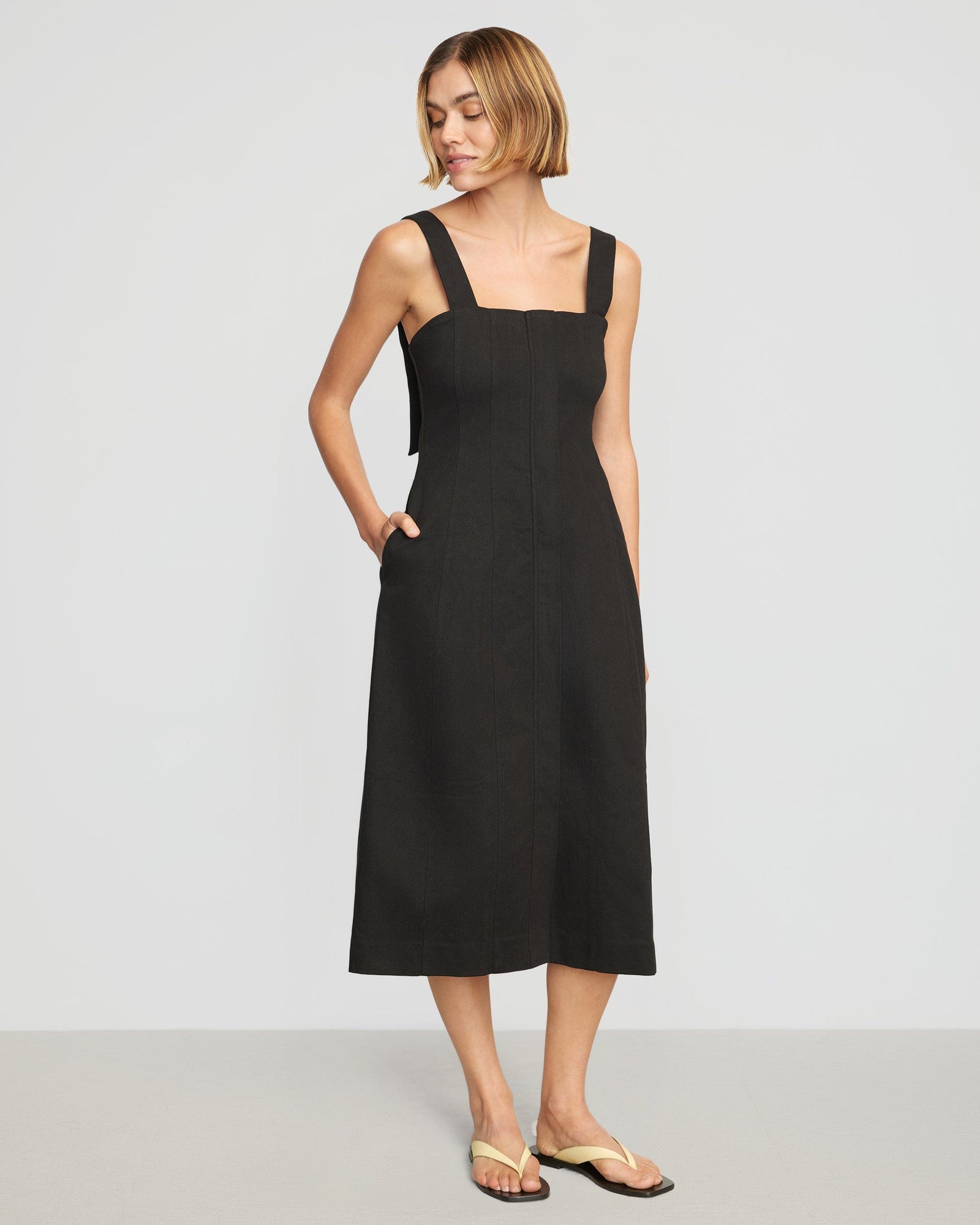 Joanna | Olivia Sculpted Cotton Twill Dress in Size Small