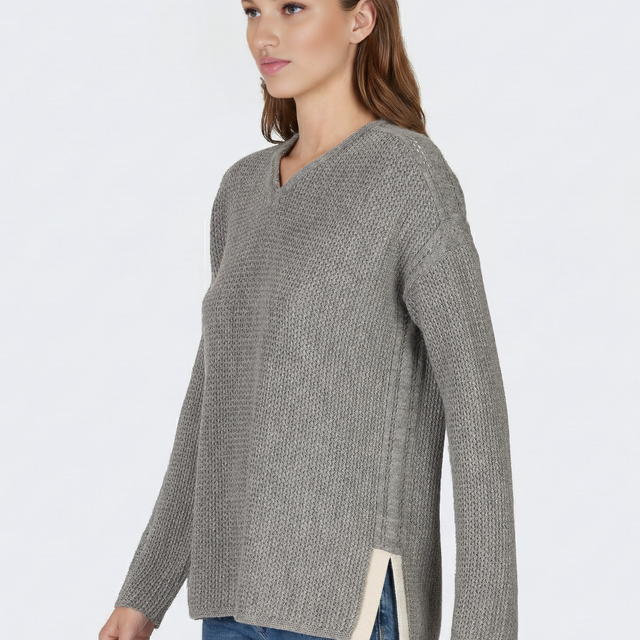 Zoe Sweater | Light Grey/Ivory