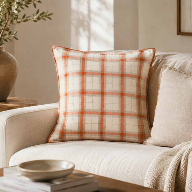 Aberdeen Euro Pillow | Ivory / Orange