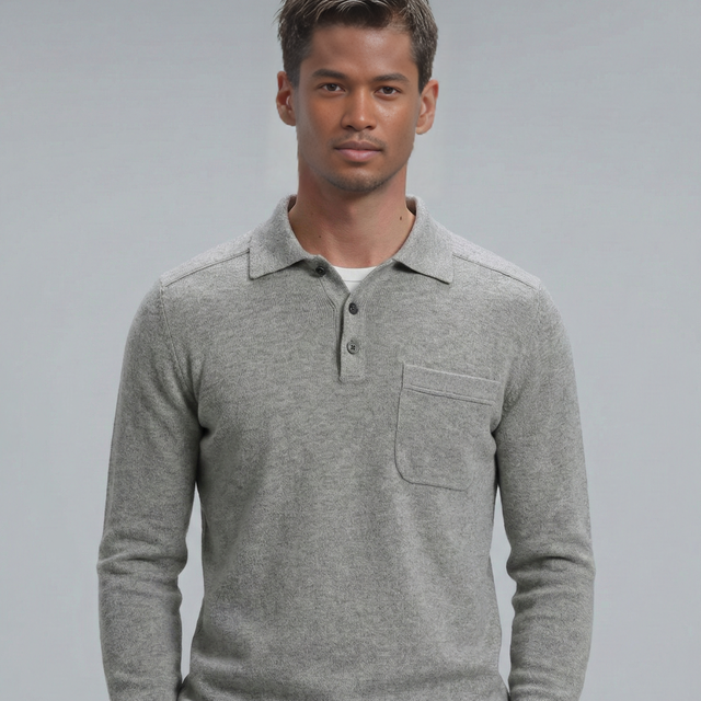 Knit Polo | Light Grey