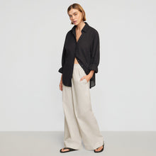 Paula Smocked-Waist Wide Leg Pant | Almond