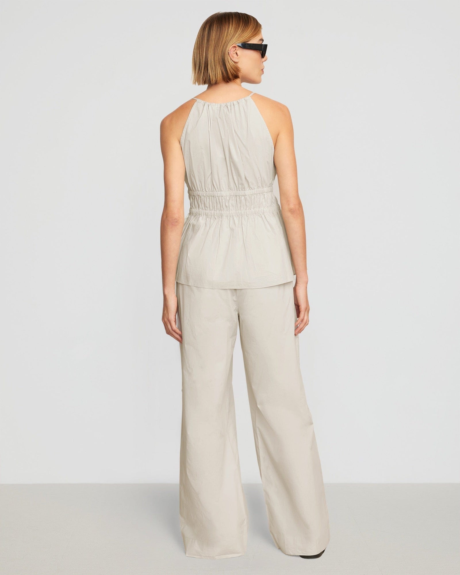 Joanna | Paula Smocked-Waist Wide Leg Pant in Size Small