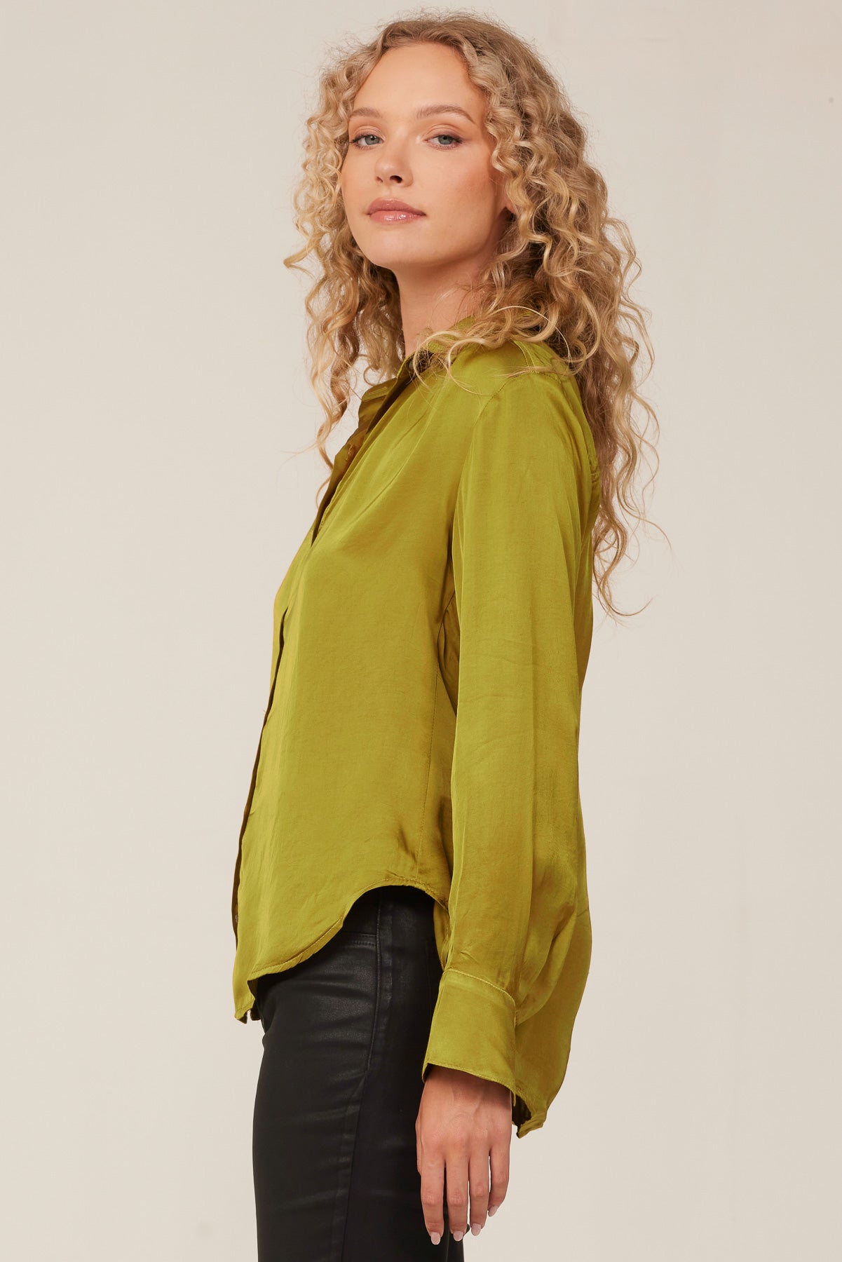 Pleated Button Down Shirt - Autumn Leaf