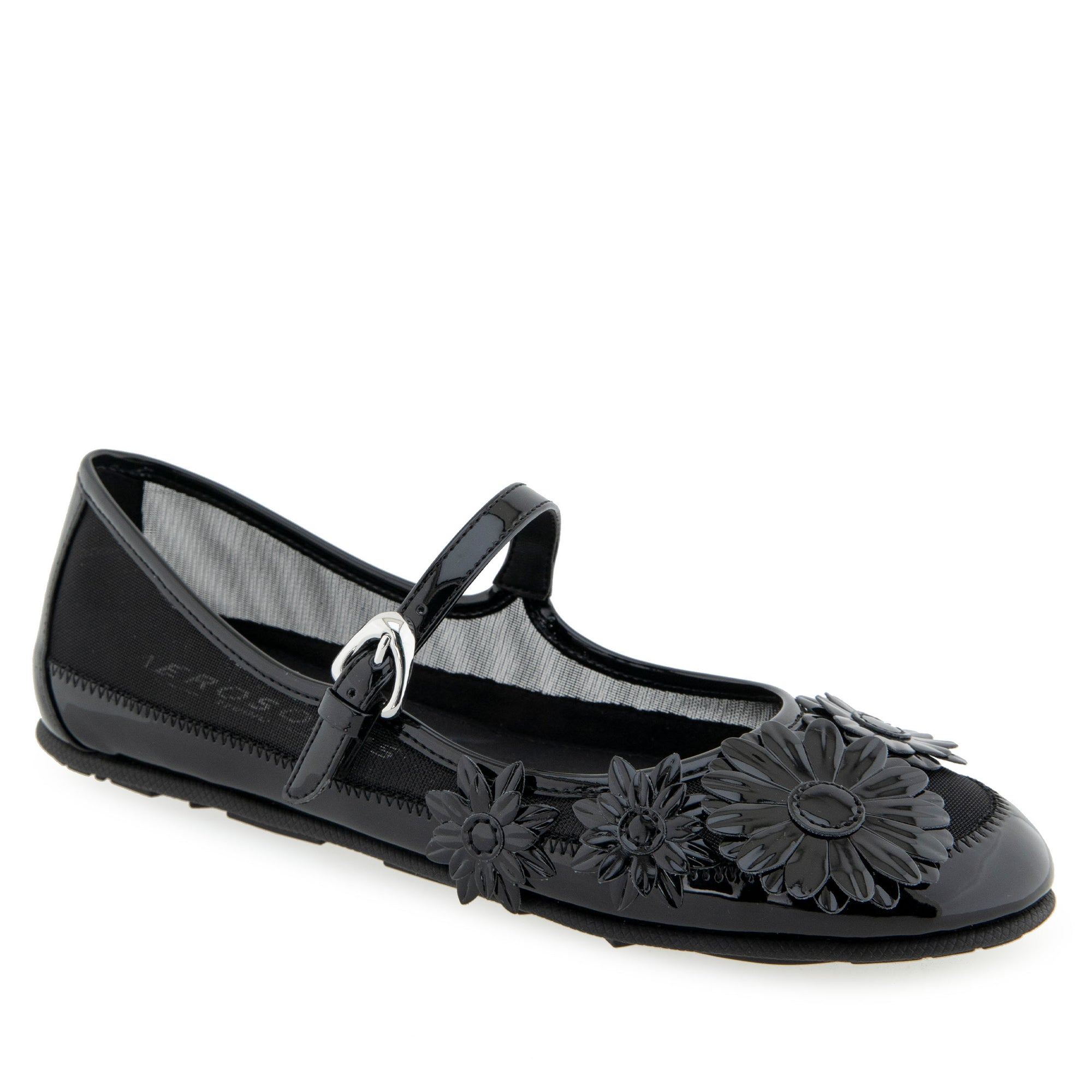 Petal Dress Flat | Black Mesh Fabric