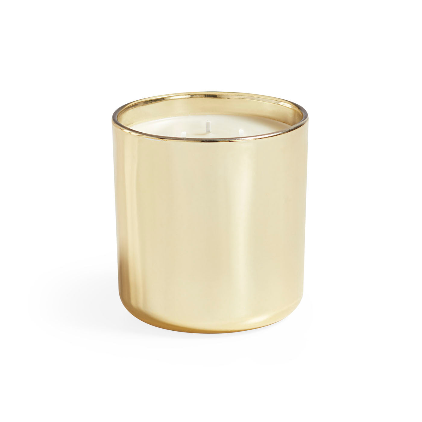 three wick holiday pop candle gold - details view