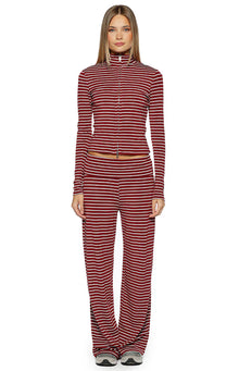 Poppi Double Zip Sweater | Burgundy Stripe