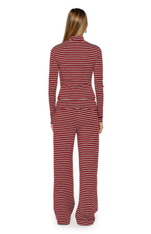Poppi Double Zip Sweater | Burgundy Stripe
