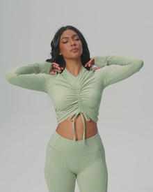 Drawstring Crop Top | Cool Matcha
