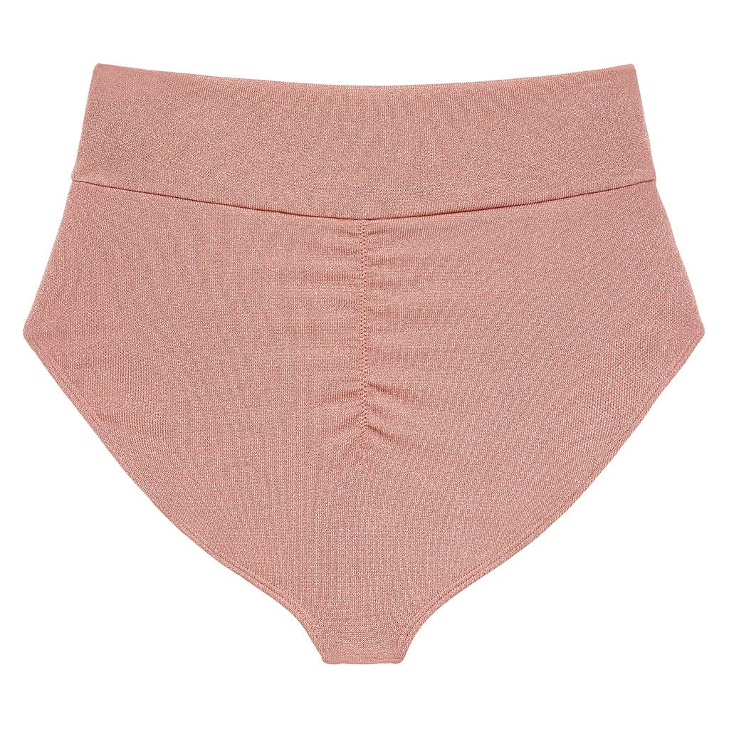 Full Coverage High Rise Bikini Bottom | Prima Pink Sparkle