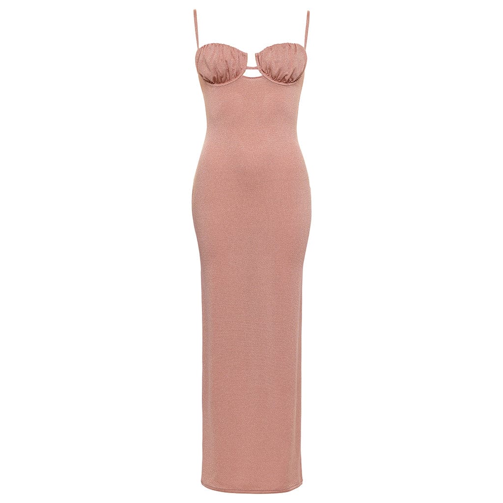 Petal Long Slip Dress | Prima Pink Sparkle