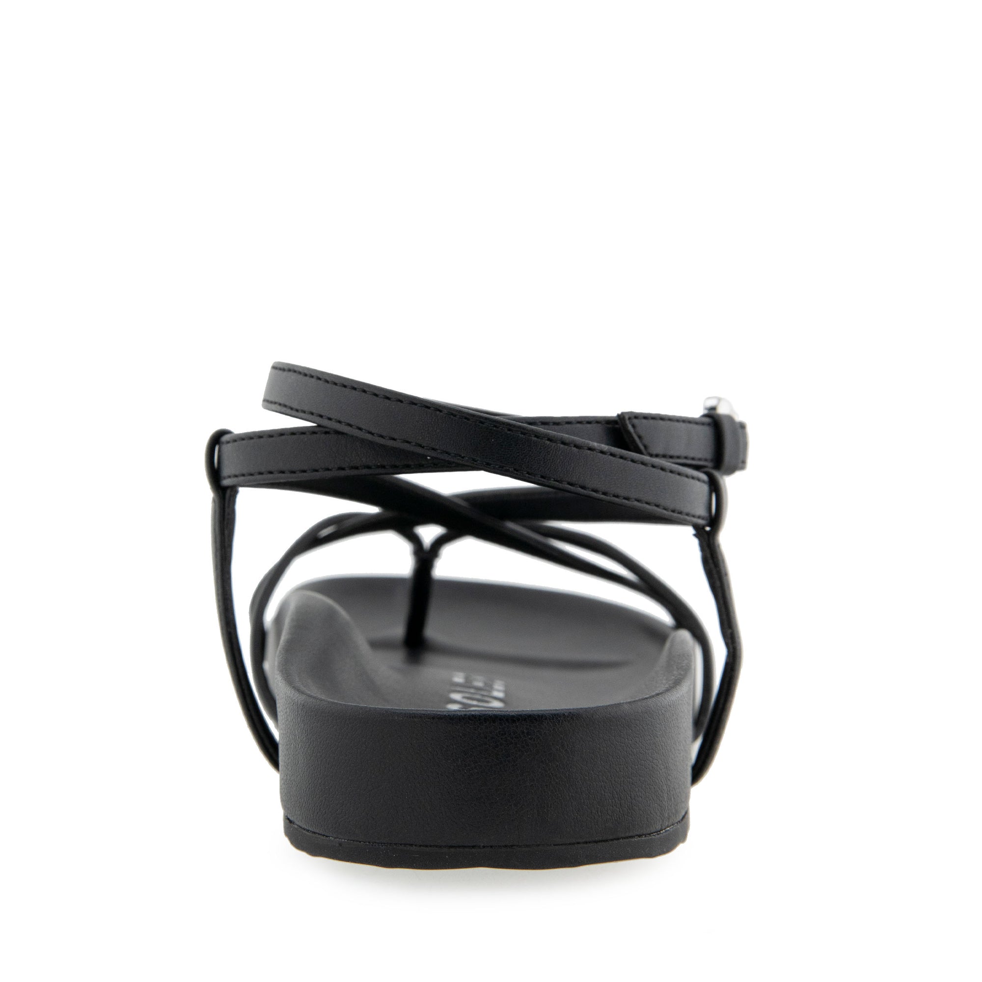 Leera Sandal Footbed | Black Faux Leather