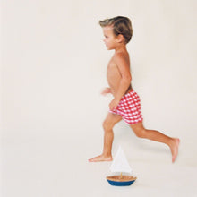 Kids | Red Gingham Mini Swim Trunk