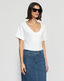 Bianca | Renee Sculpted Scoop-Neck Tee in Size X-Small