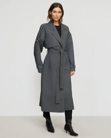  Renée | Rhea Contrast Trim Trench Coat in Size Small