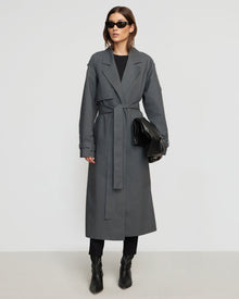  Renée | Rhea Contrast Trim Trench Coat in Size Small