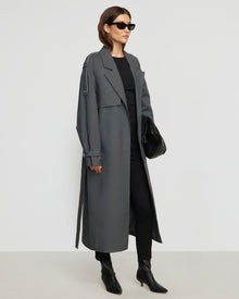  Renée | Rhea Contrast Trim Trench Coat in Size Small