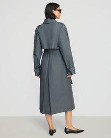 Bianca | Rhea Contrast Trim Trench Coat in Size Small