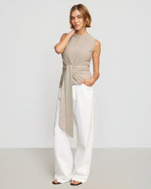 Joanna | Rois Tie-Front Linen-Cotton Top in Size Small