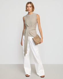 Joanna | Rois Tie-Front Linen-Cotton Top in Size Small