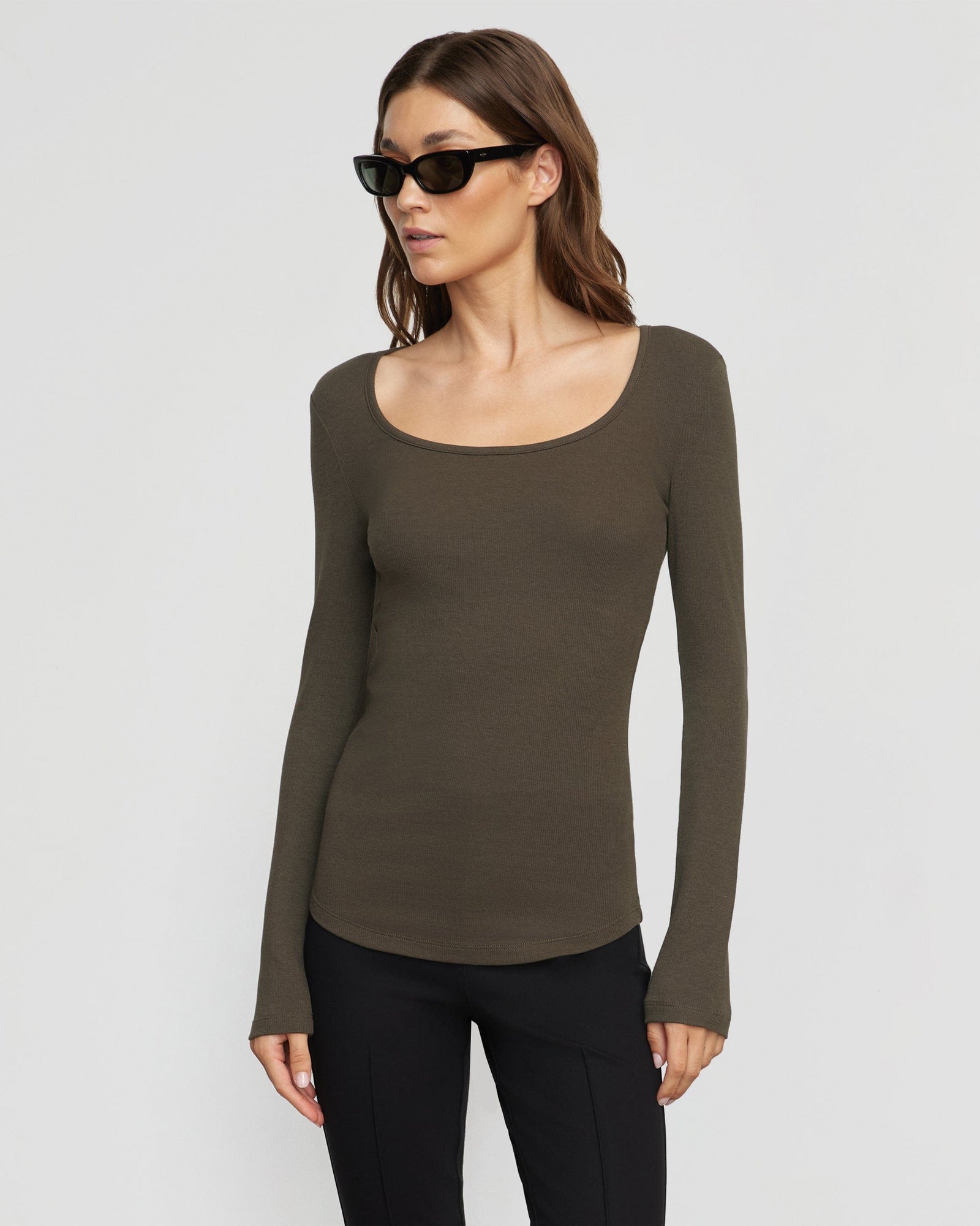 Renée | Rosa Ribbed Scoop-Neck Tee in Size Small 