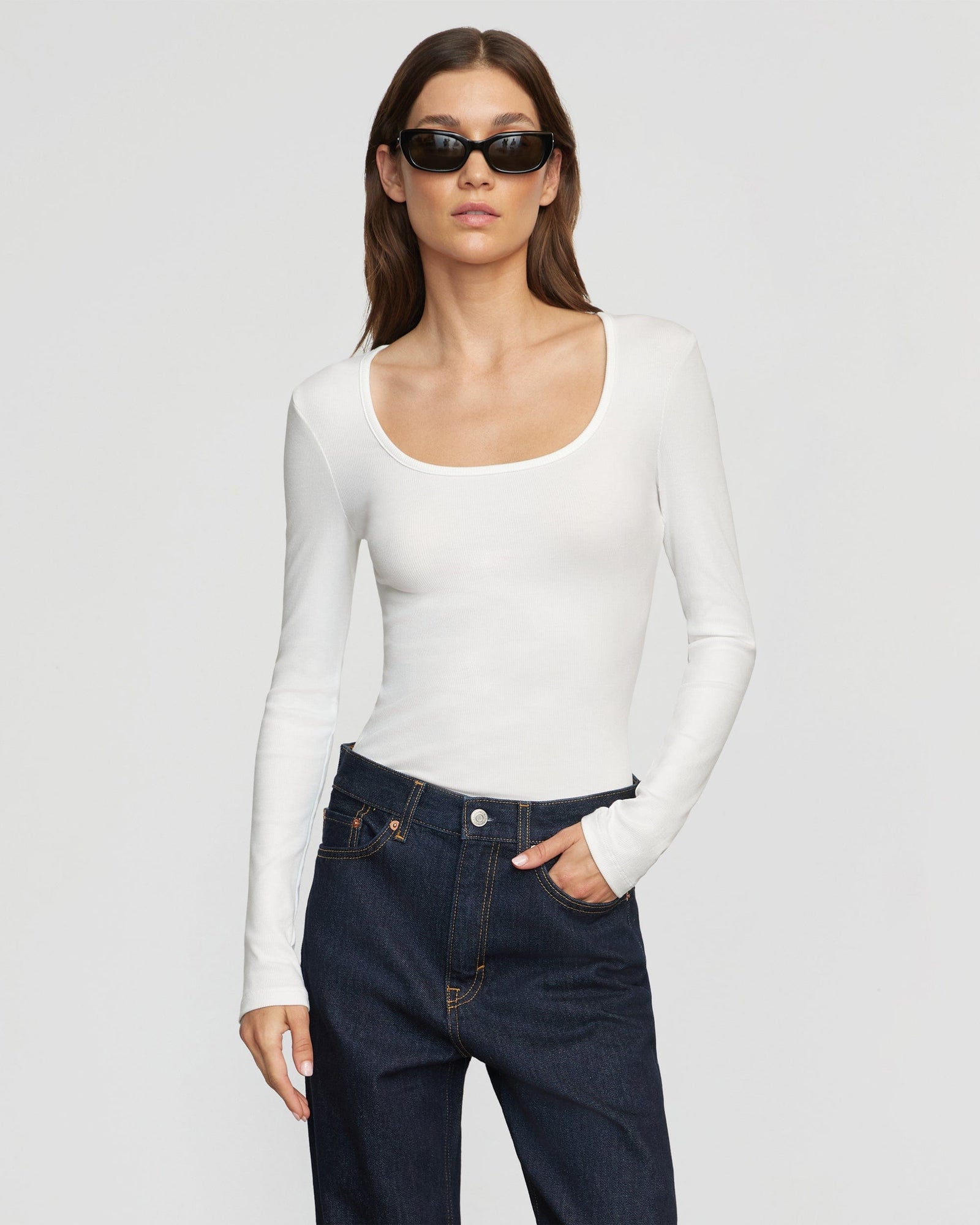 Renée | Rosa Ribbed Scoop-Neck Tee in Size Small 