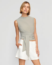 Joanna | Rumi Cropped Tie-Front Sleeveless Tee in Size Small