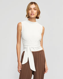 Joanna | Rumi Cropped Sleeveless Wrap Top in Size Small