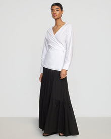 Simone | Runa Tiered Cotton Maxi Skirt in Size Small