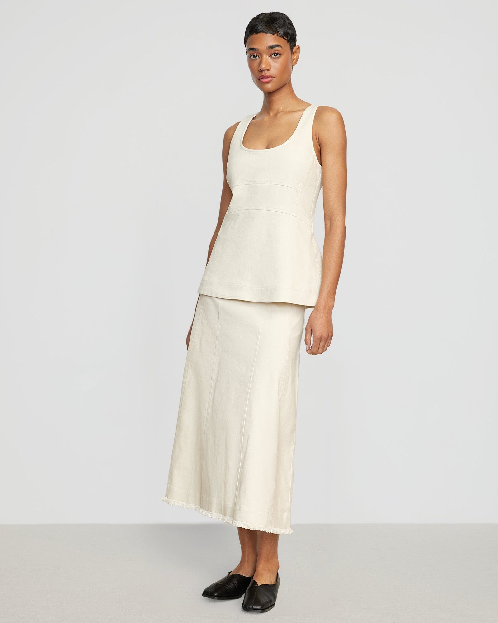 Simone | Saskia Front-Seam Cotton Twill Skirt in Size Small