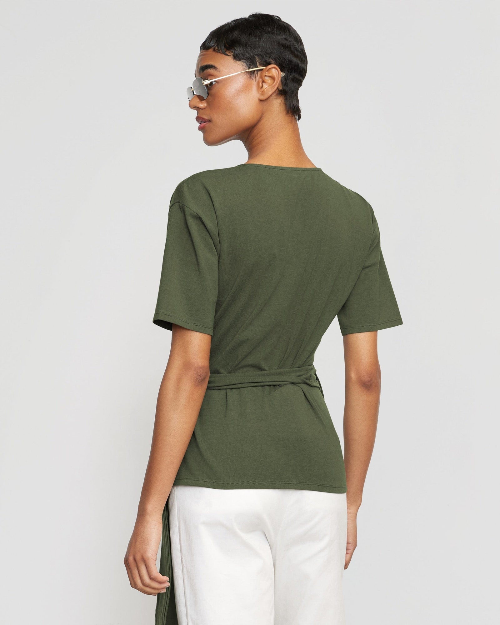 Simone | Sena Organic Cotton Wrap Tee in Size Small