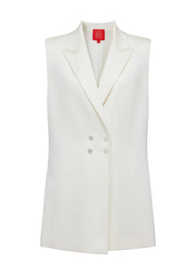 silk Vest Blazer | White