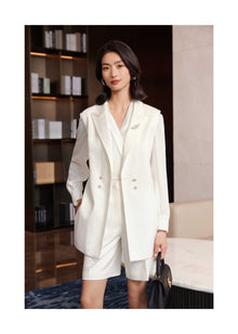 silk Vest Blazer | White