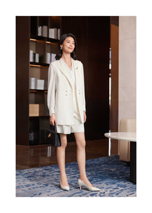 silk Vest Blazer | White