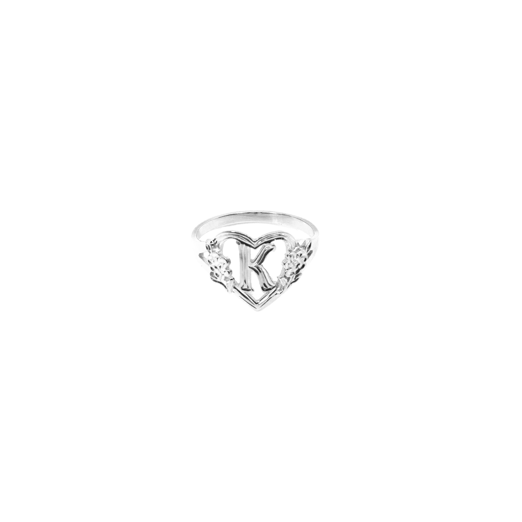 The Cutout Flower Heart Letter Ring | Sterling Silver | Size 8