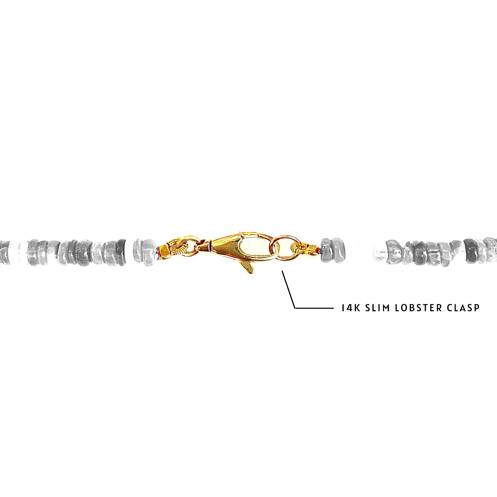 Shimmering beaded necklace made of smooth opal rondels on a slim gold lobster clasp.
